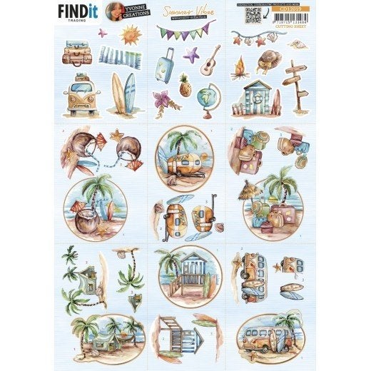 Yvonne Creations CD12019 Summer Vibes mini 3D knipvel A4, ., Nieuw, Ophalen of Verzenden, .