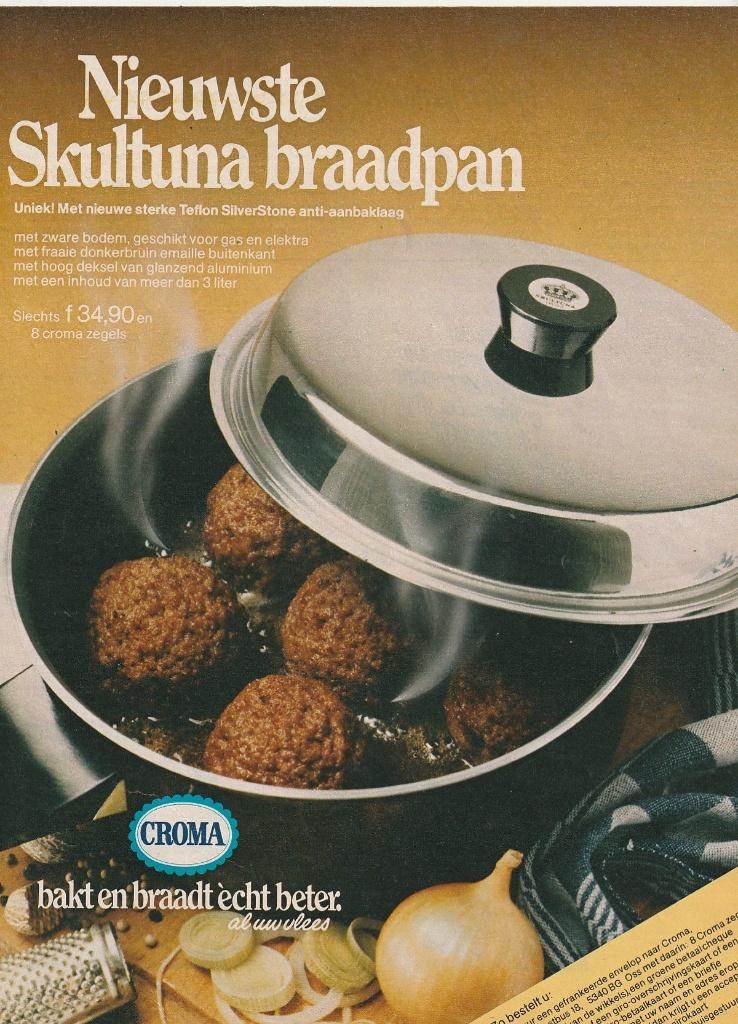 Retro reclame 1979 Croma Oss Skultuna braadpan, Verzenden, Overige typen