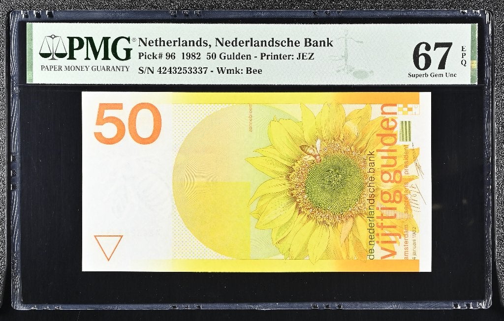 UNC biljet 50 gulden Zonnebloem, 1982 | PMG 67, Ophalen of Verzenden, 50 gulden