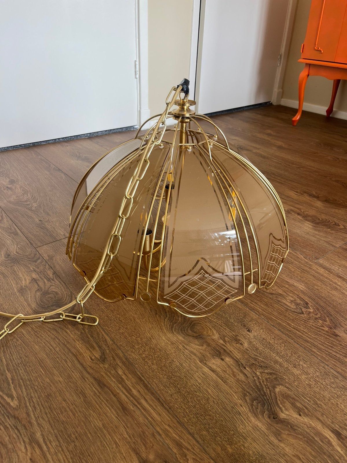 Vintage hanglamp hollywood regency, Ophalen, Zo goed als nieuw