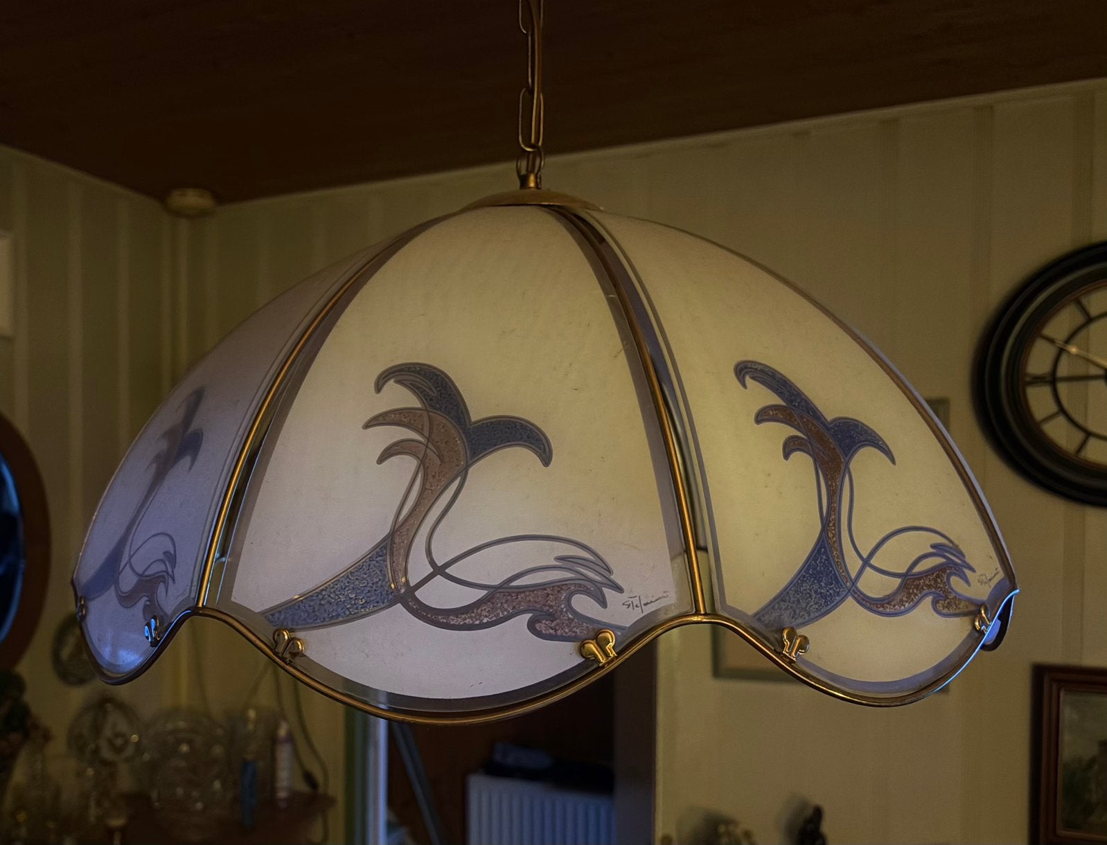 Retro hanglamp van glas, Ophalen, Glas, Retro