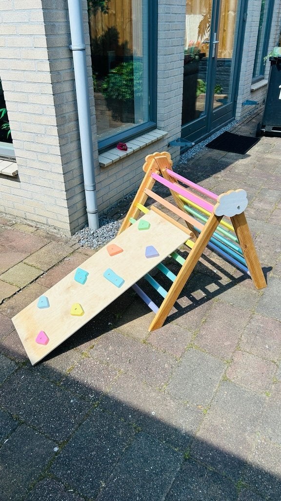 Houten Klimdriehoek (Pikler) met Glijbaan/Klimwand, Ophalen, Zo goed als nieuw, Overige typen