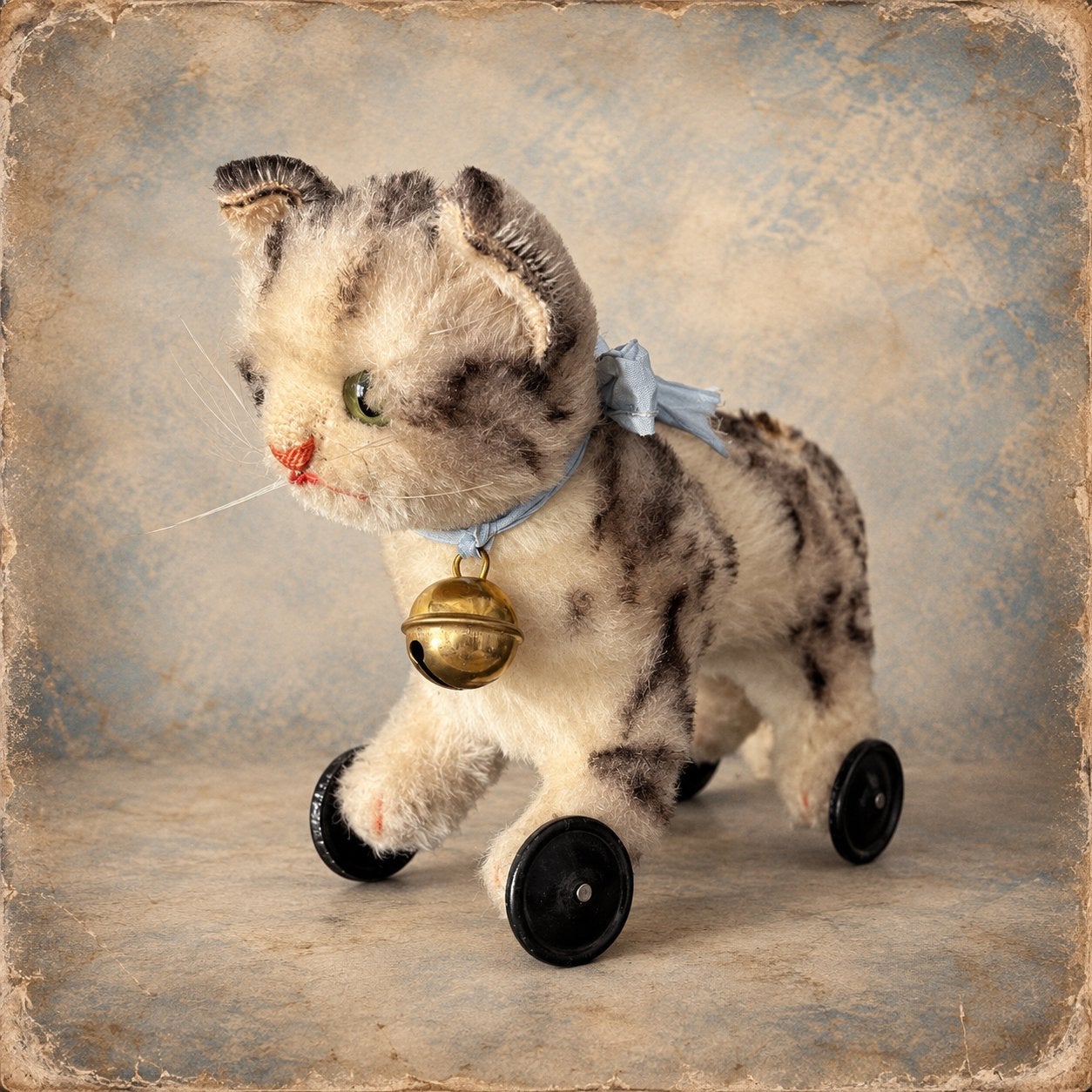 Steiff poesje op wieltjes, Ophalen of Verzenden