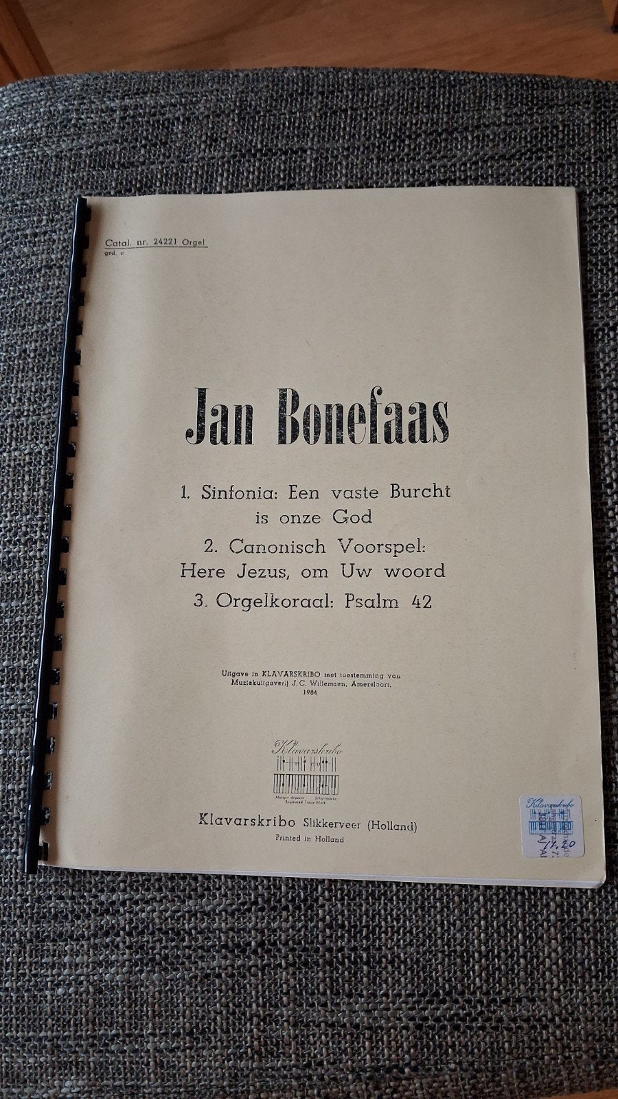 Jan Bonefaas Klavarskribo boek zgan, Orgel, Gebruikt, Klassiek, Overige soorten