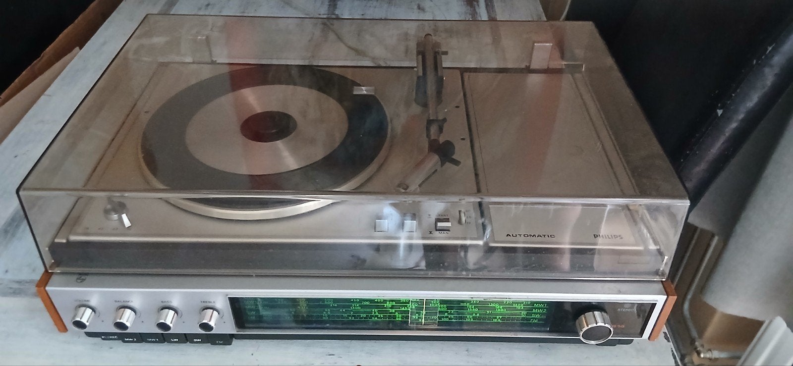 Philips 22RH814/00Z Vintage Platenspeler met Radio, Audio, Tv en Foto, Platenspelers, Gebruikt, Platenspeler, Philips, Automatisch