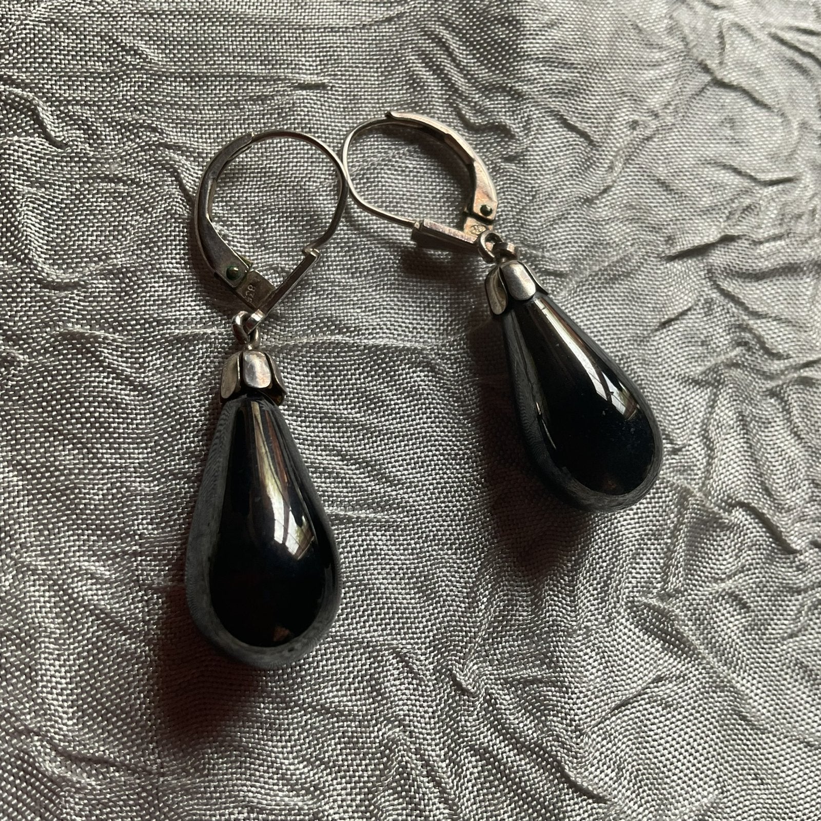 SCHATTIG STERLING ZILVER VINTAGE OORHANGERS MET HEMATIET, Sieraden, Tassen en Uiterlijk, Oorbellen, Ophalen of Verzenden, Met edelsteen