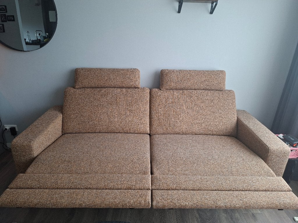 Bank met relaxfunctie, Huis en Inrichting, Banken | Bankstellen, Ophalen, Driepersoons, 75 tot 100 cm, Zo goed als nieuw