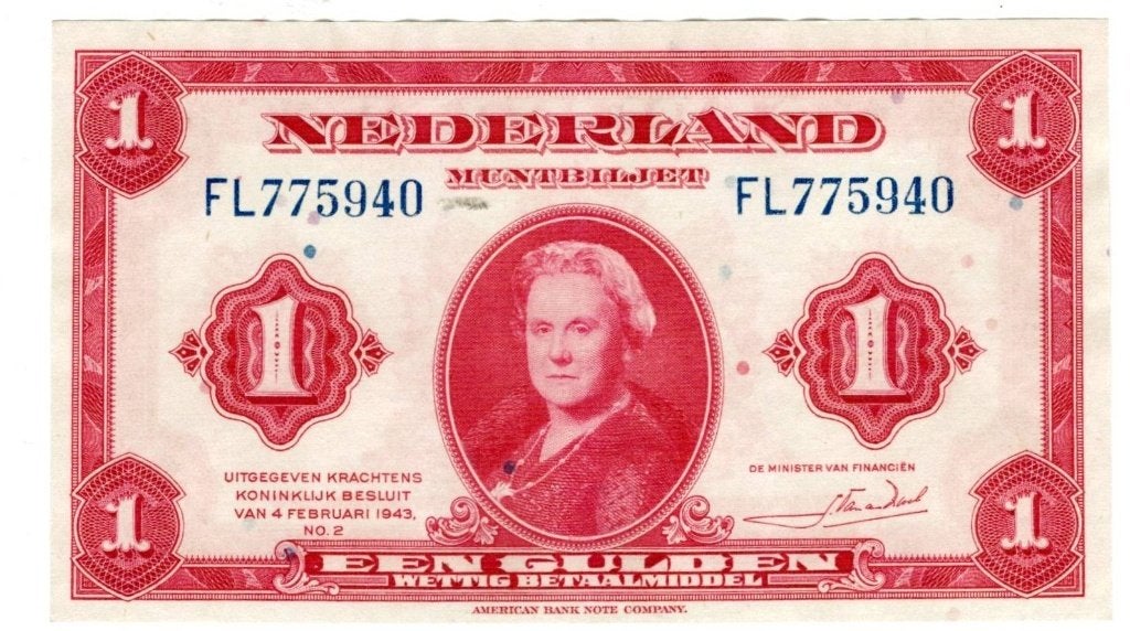 Nederlands Muntbiljet 1 Gulden 1943, Verzenden, 1 gulden, Los biljet