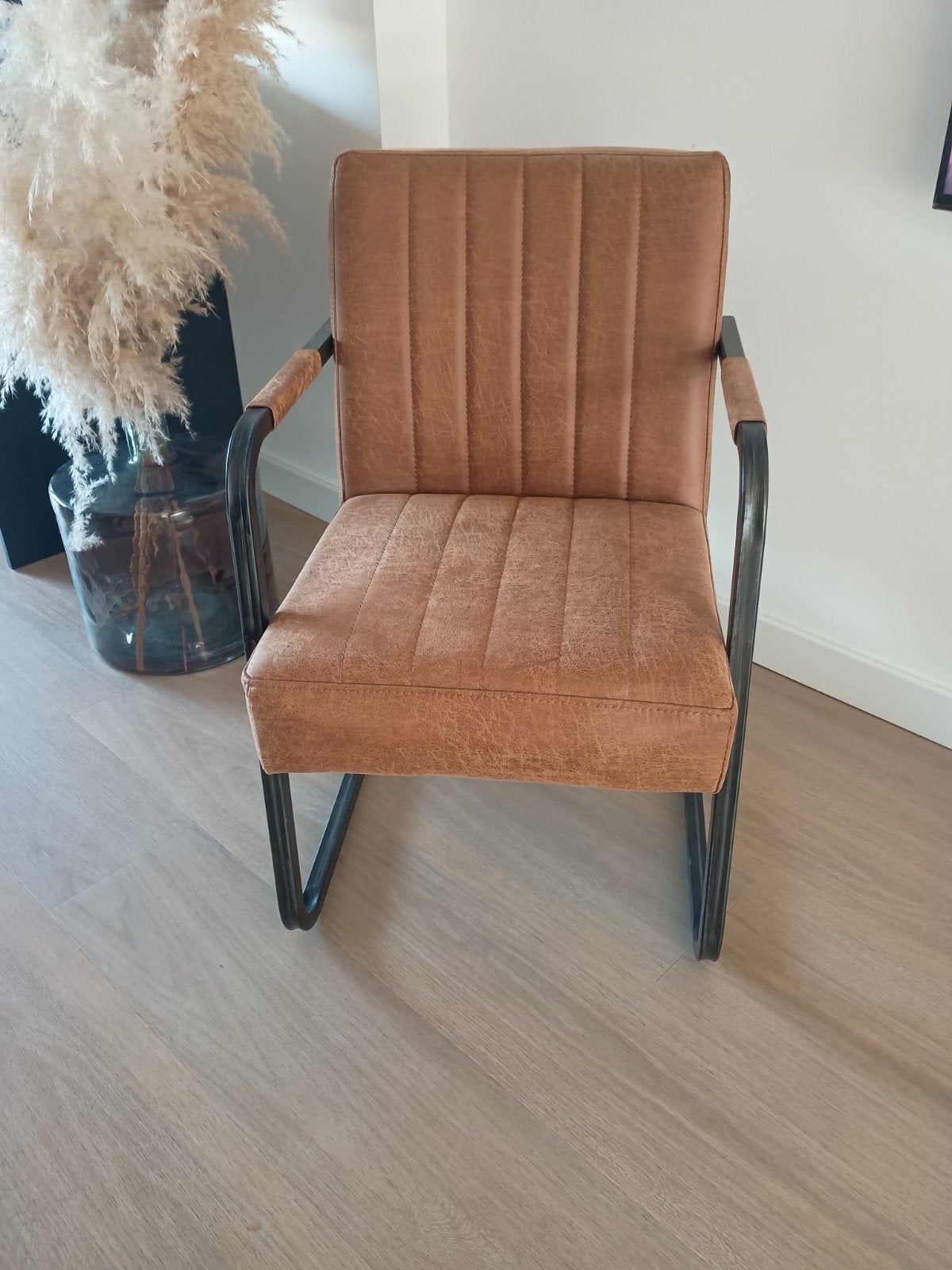 Comfortabele industriële eetkamerstoel - cognac, Ophalen, Bruin, Zo goed als nieuw, Metaal