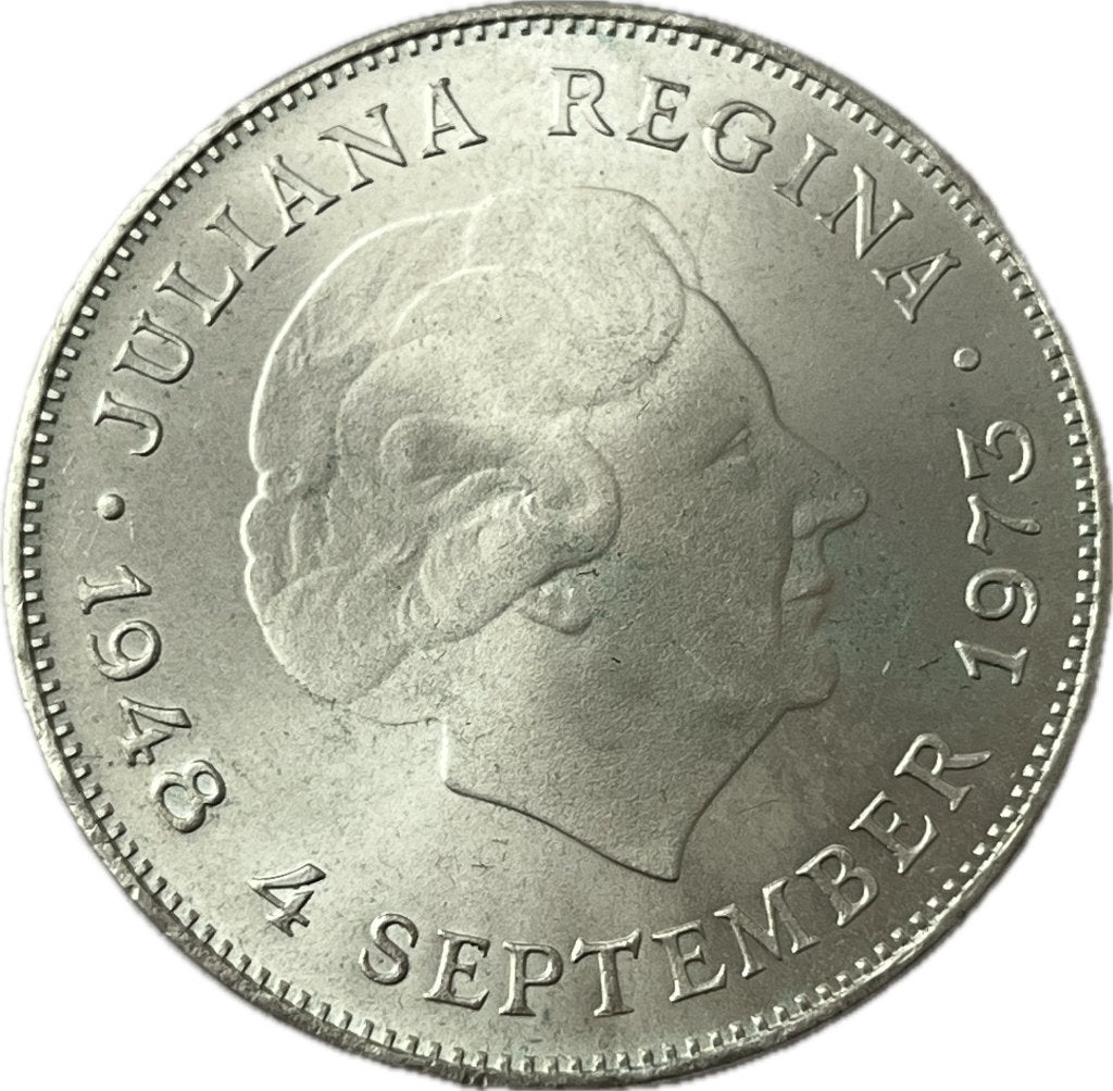 Nederland 1973 Zilveren Tientje, Koningin Juliana, Verzenden, Zilver, Losse munt