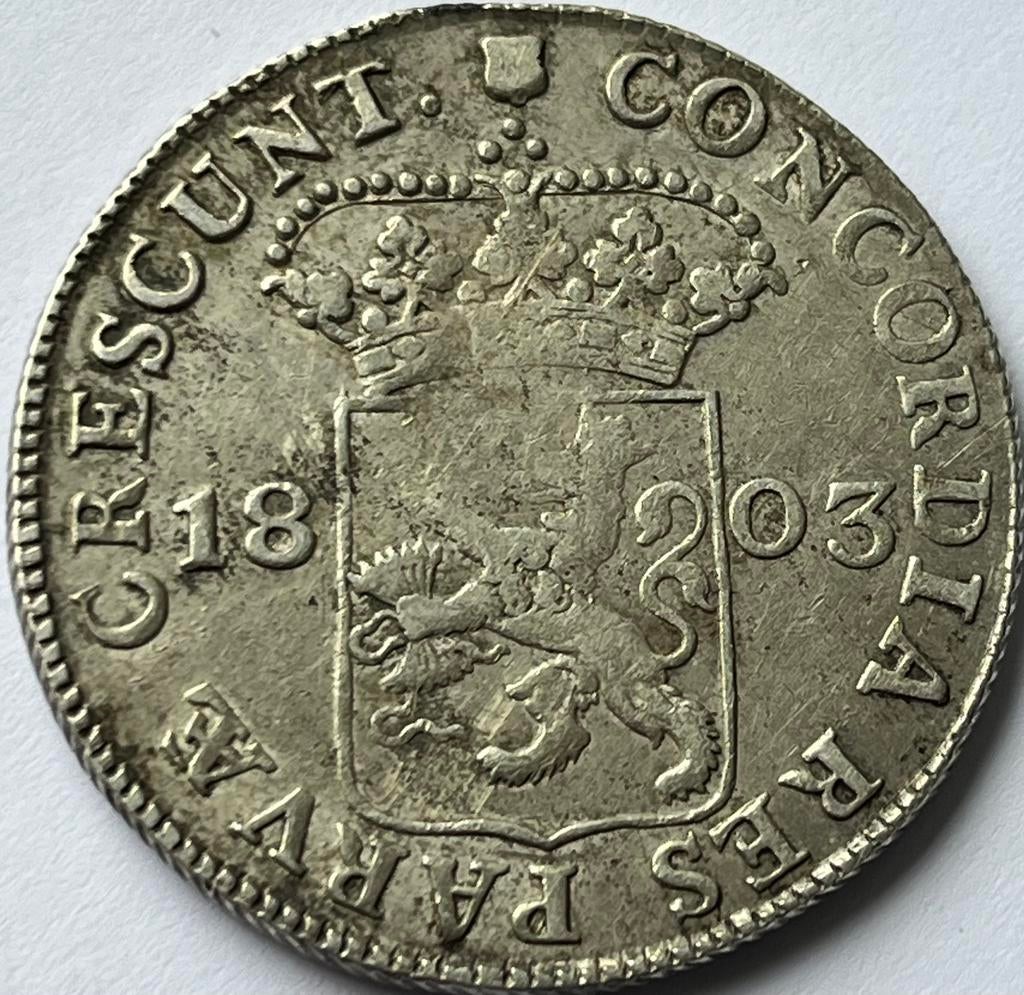 Bataafse Republiek schaarse zilveren dukaat 1803, Vóór koninkrijk, Zilver, Losse munt, Overige waardes