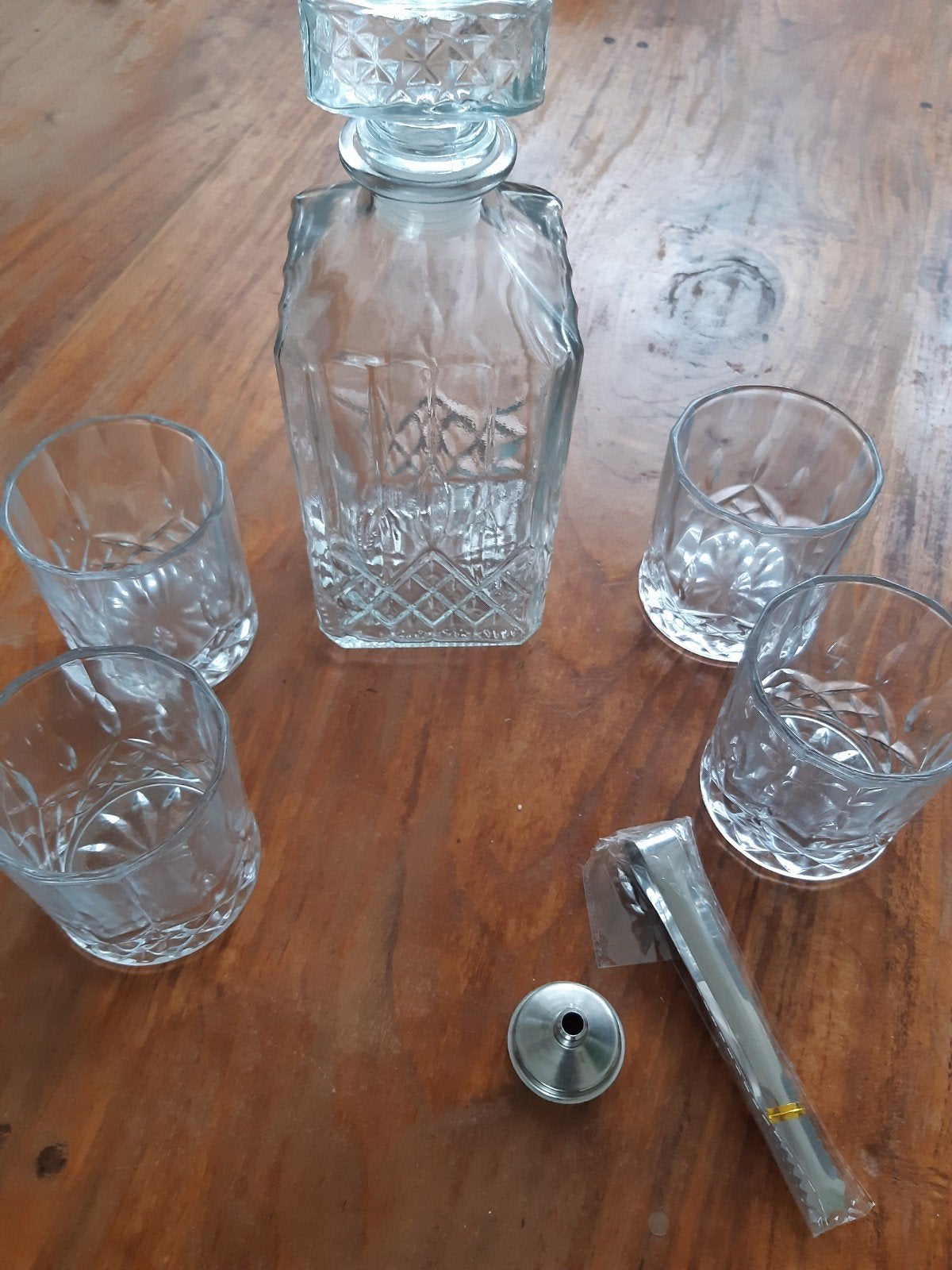 Whisky karaf set met 4 glazen en ijstang, Ophalen of Verzenden