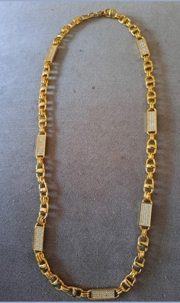 Kingsley Magnum koningsketting 18ktverguld met cz steentjes, Sieraden, Tassen en Uiterlijk, Kettingen, Overige materialen, Nieuw