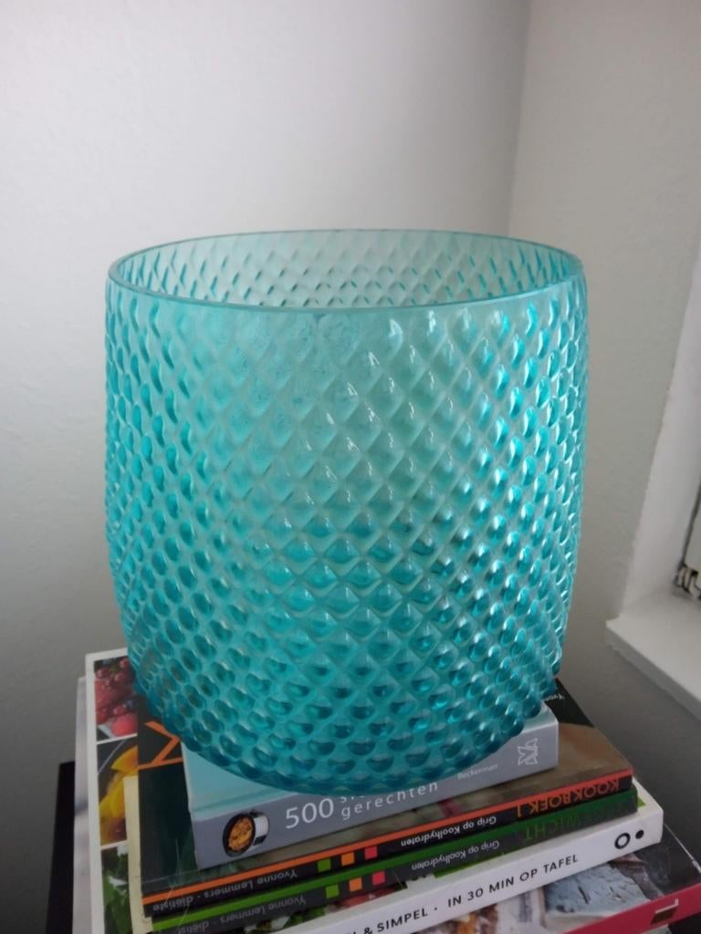 Riverdale Windlicht - Turquoise Glas nieuw in doos, Overige materialen, Overige kleuren, Nieuw, Ophalen of Verzenden