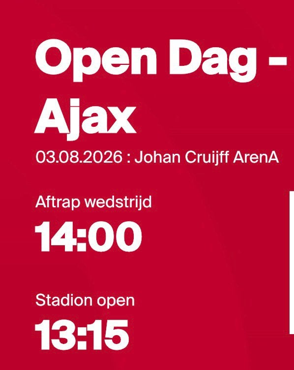 Open dag Ajax, Tickets en Kaartjes, Drie personen of meer, Augustus