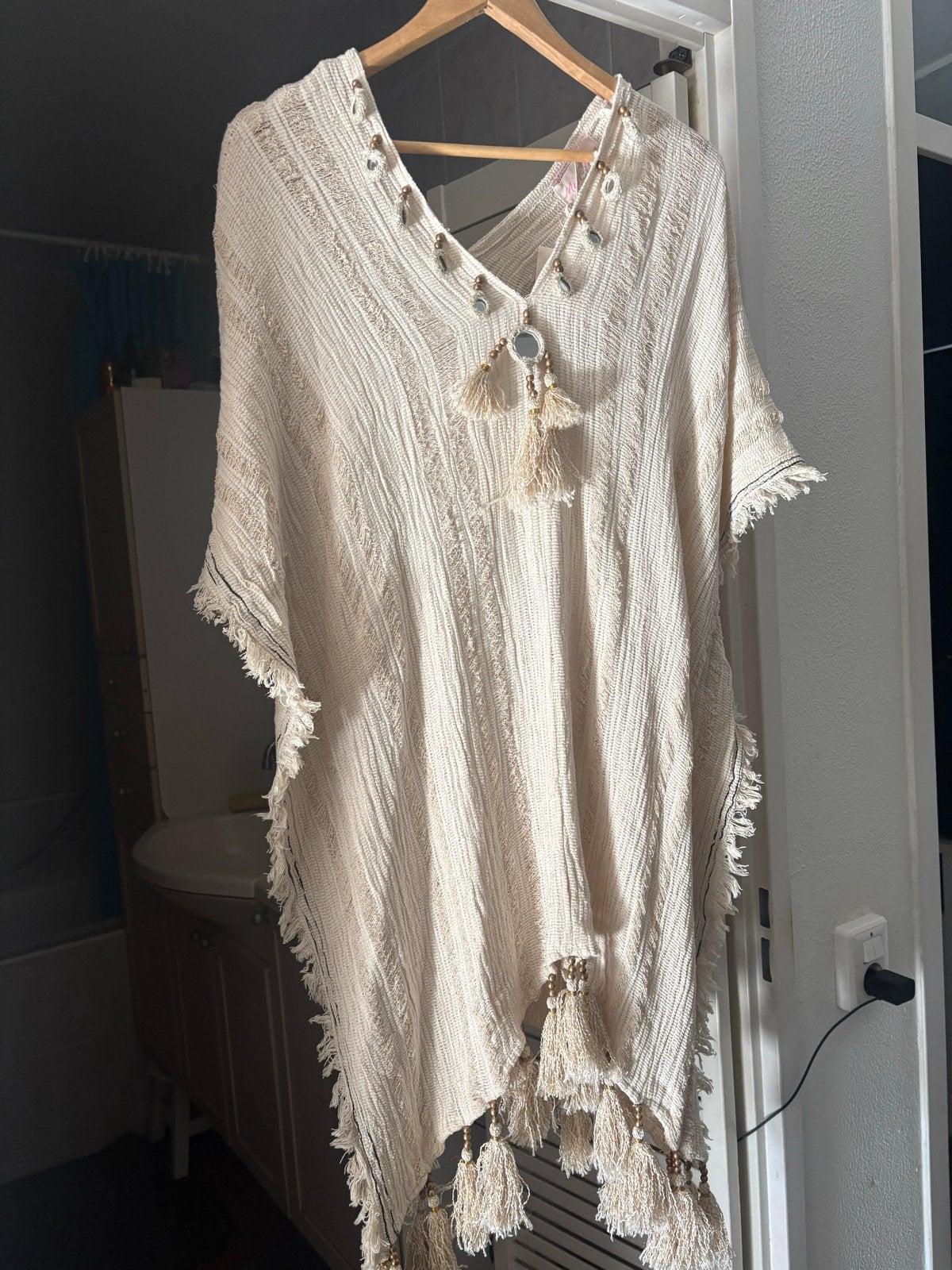 Nieuwe Miss June Ibiza Kaftan - Ecru - One Size, Kleding | Dames, Jurken, Beige, Maat 46/48 (XL) of groter, Nieuw, Ophalen of Verzenden