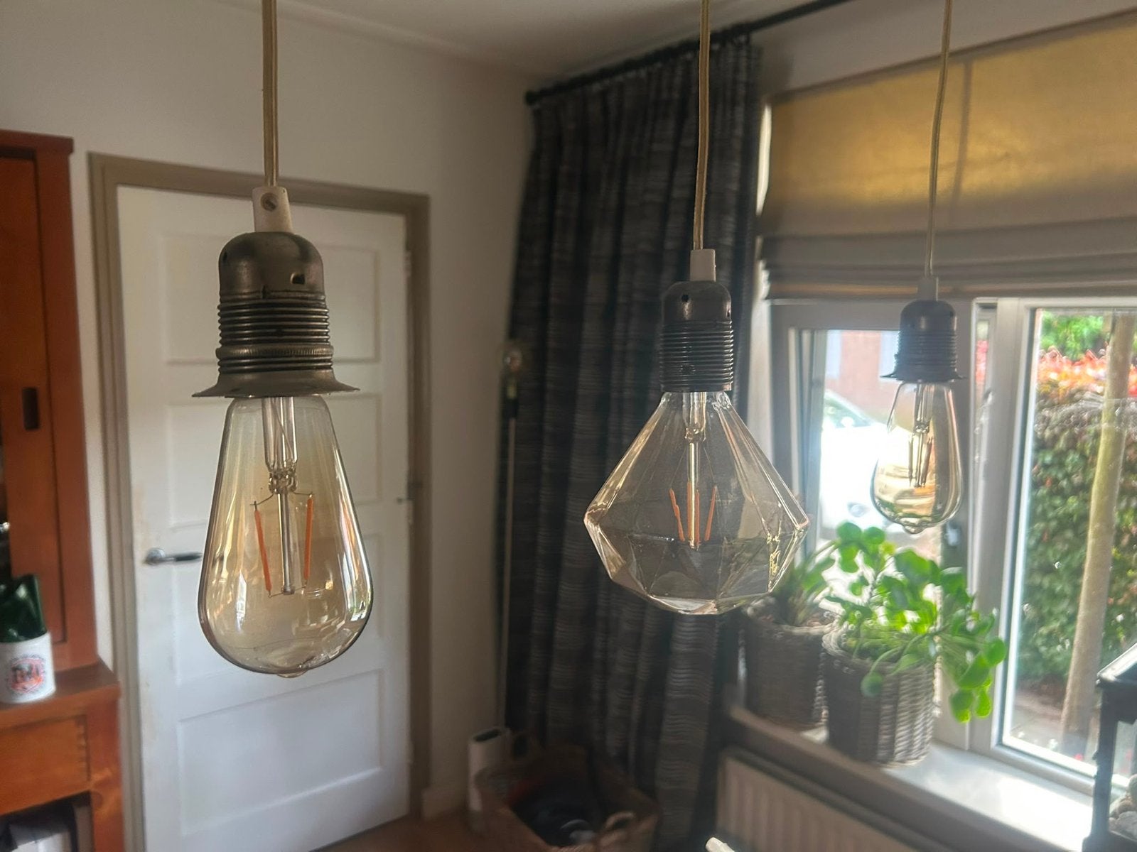 Hanglampen set van 5 - Exclusief lampen, Ophalen, Gebruikt, Metaal, E27 (groot)