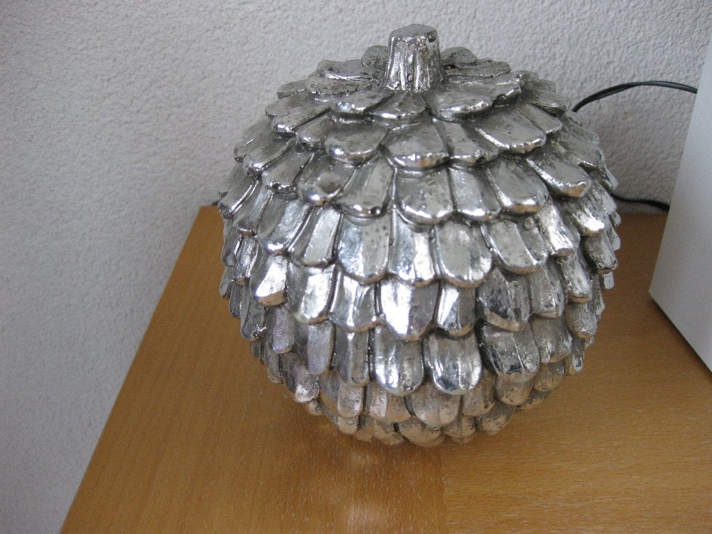 Decoratie dennenappel zilverkleurig, Ophalen of Verzenden, Zo goed als nieuw, Zilver, Overige materialen
