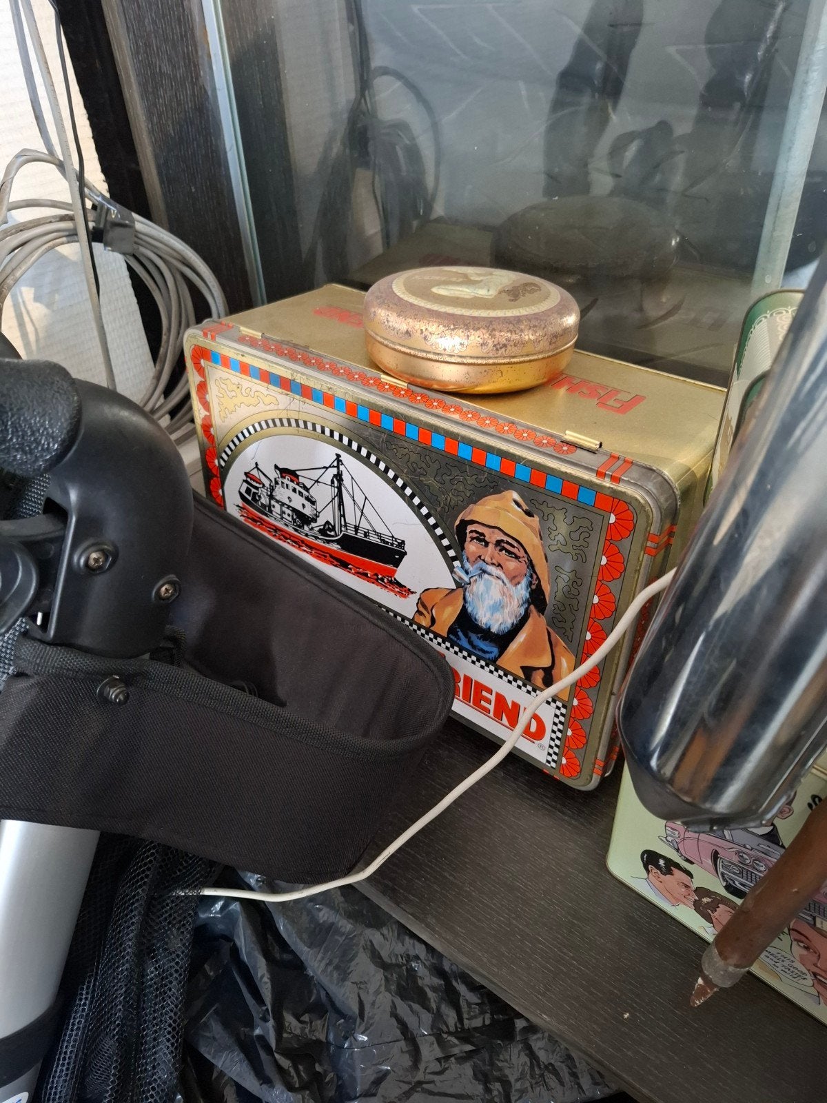 Vintage blikken voorraadpotten en koekblikken, Verzamelen, Blikken, Ophalen, Gebruikt, Beschuit, Droste