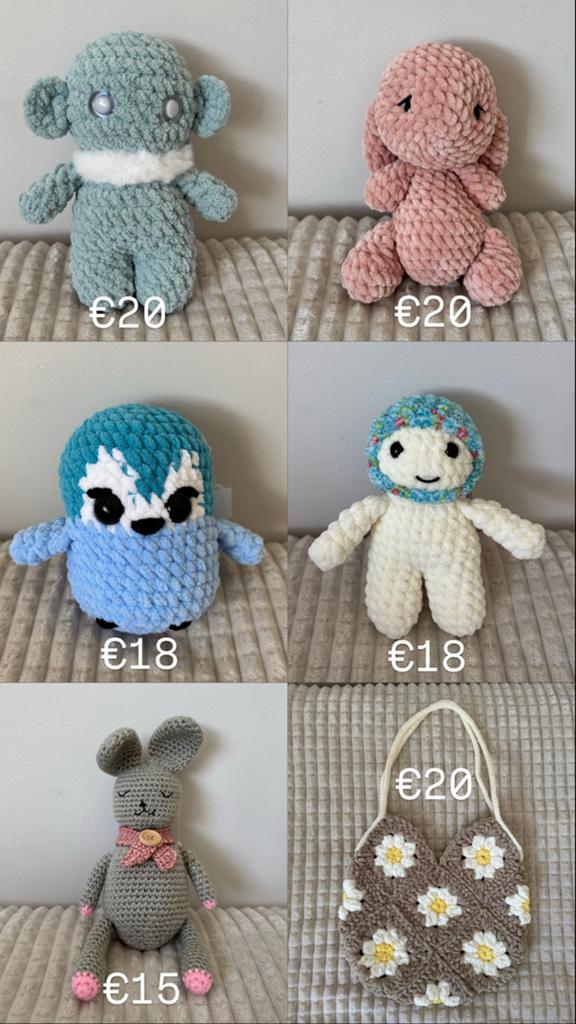 Gehaakte knuffels en tas - Handgemaakt en uniek, Kinderen en Baby's, Speelgoed | Knuffels en Pluche, Overige merken, Overige typen