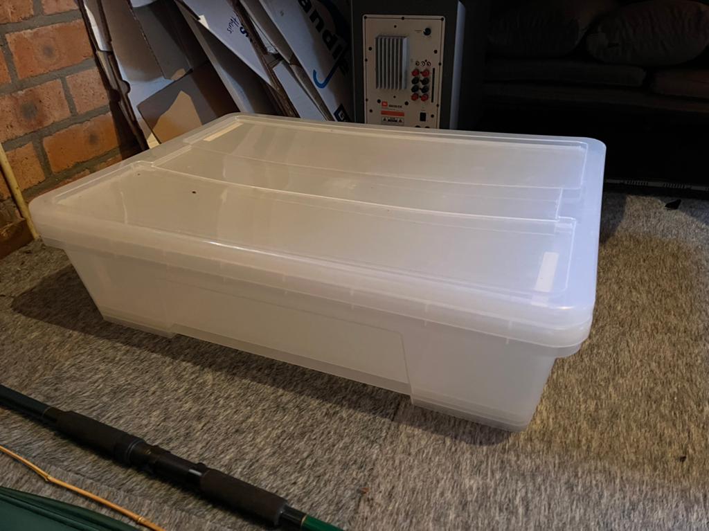 2x opbergbox bedopberger, Ophalen, Zo goed als nieuw, Rond, Kunststof