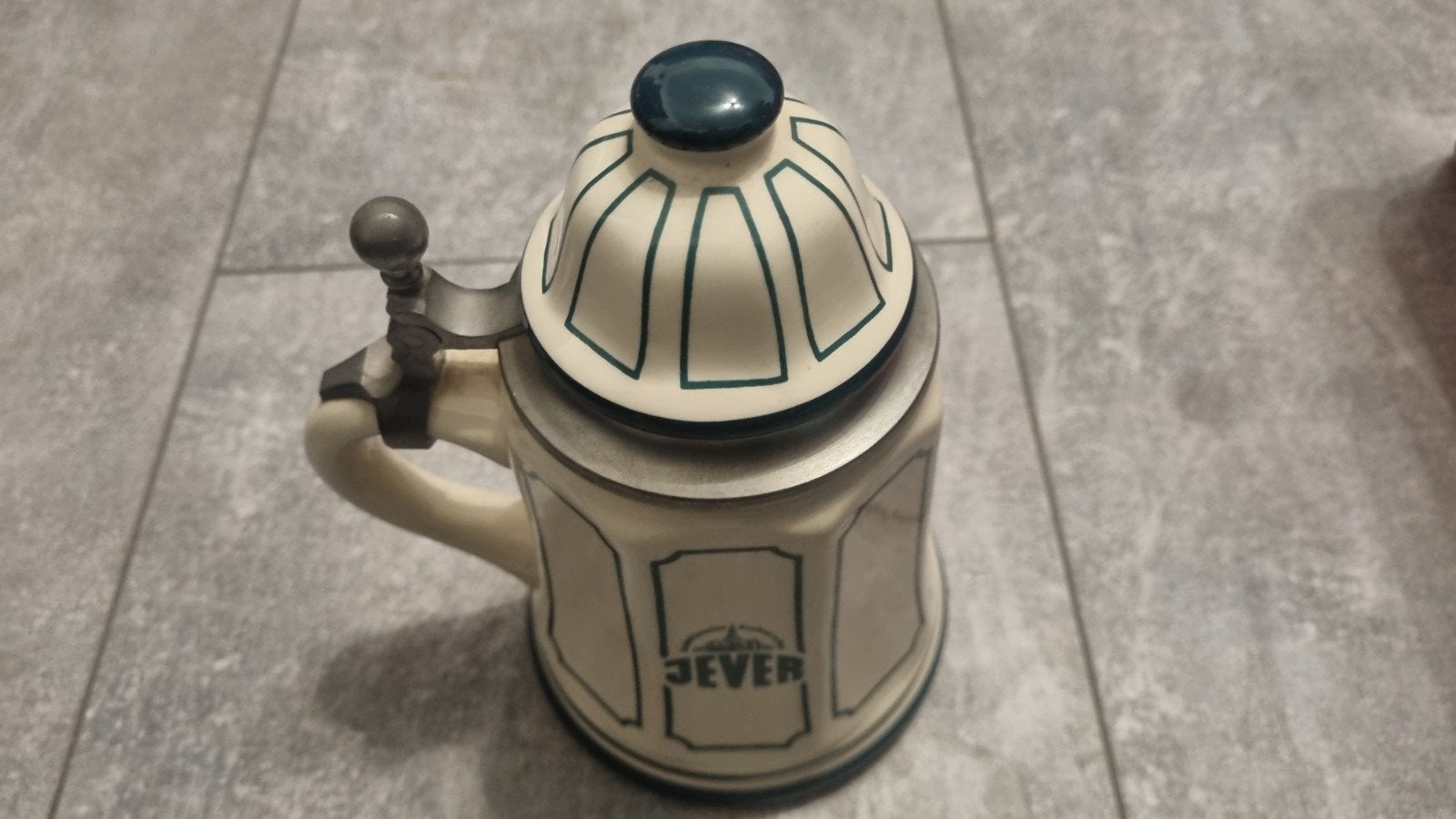 Vintage Jever Bierpul met tinnen deksel - Flora Keramiek, Ophalen of Verzenden
