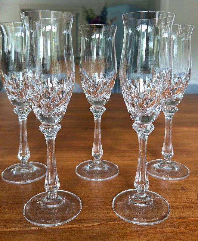 7 Mikasa kristallen flutes, Ophalen of Verzenden, Zo goed als nieuw, Overige typen