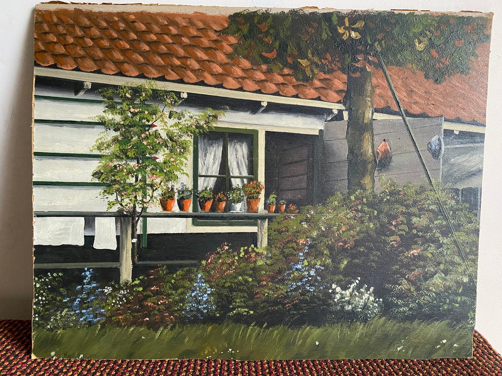 Zicht op huis met bloementuin, Ophalen of Verzenden