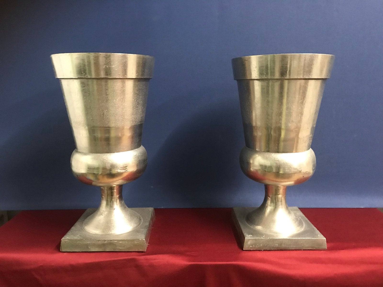 2 Luxe Metalen Sier Vazen - Hoogwaardig Aluminium, Huis en Inrichting, Woonaccessoires | Vazen, 52 cm, Ophalen of Verzenden, Metaal