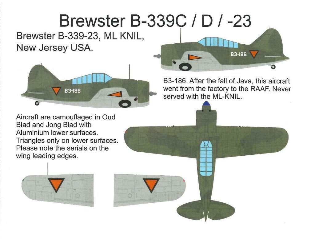 1/32 decals (uit FD32-010) Brewster B-339C Buffalo (ML-KNIL), Overige merken, Nieuw, Ophalen of Verzenden, Groter dan 1:72