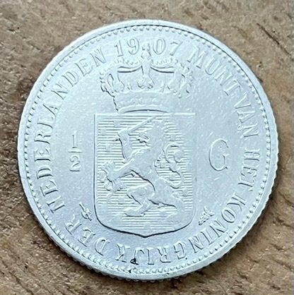halve gulden 1907 Wilhelmina, Ophalen, ½ gulden, Zilver, Koningin Wilhelmina
