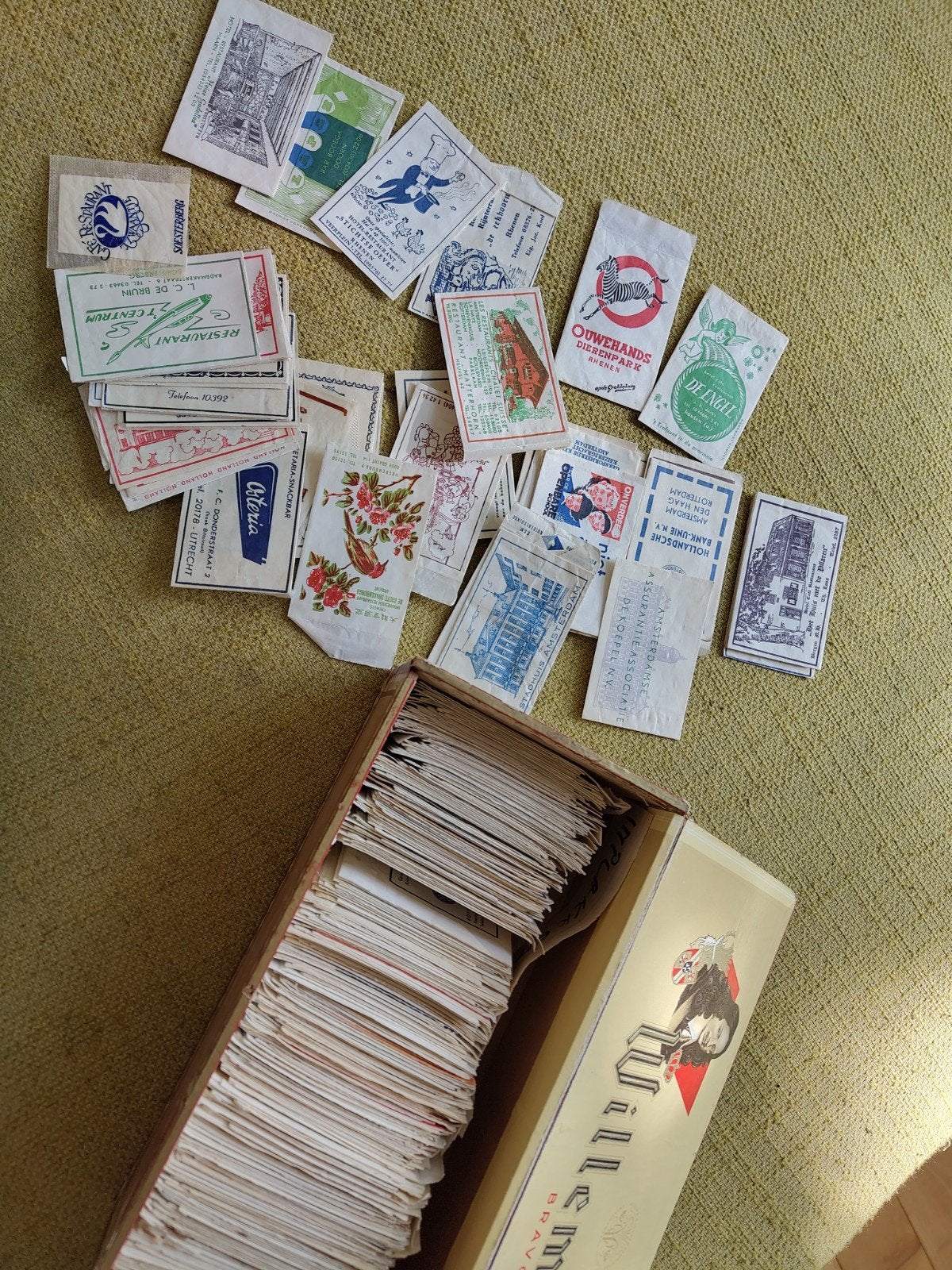 Grote verzameling vintage suikerzakjes jaren '50/'60, Ophalen of Verzenden