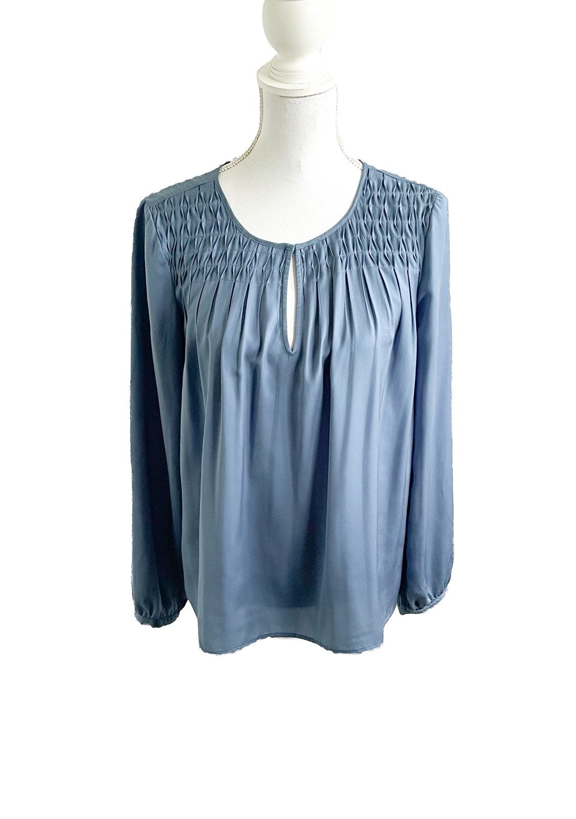 Set blauw grijze blouse met smokwerk 36, Blauw, Ophalen of Verzenden, Zo goed als nieuw, Maat 36 (S)