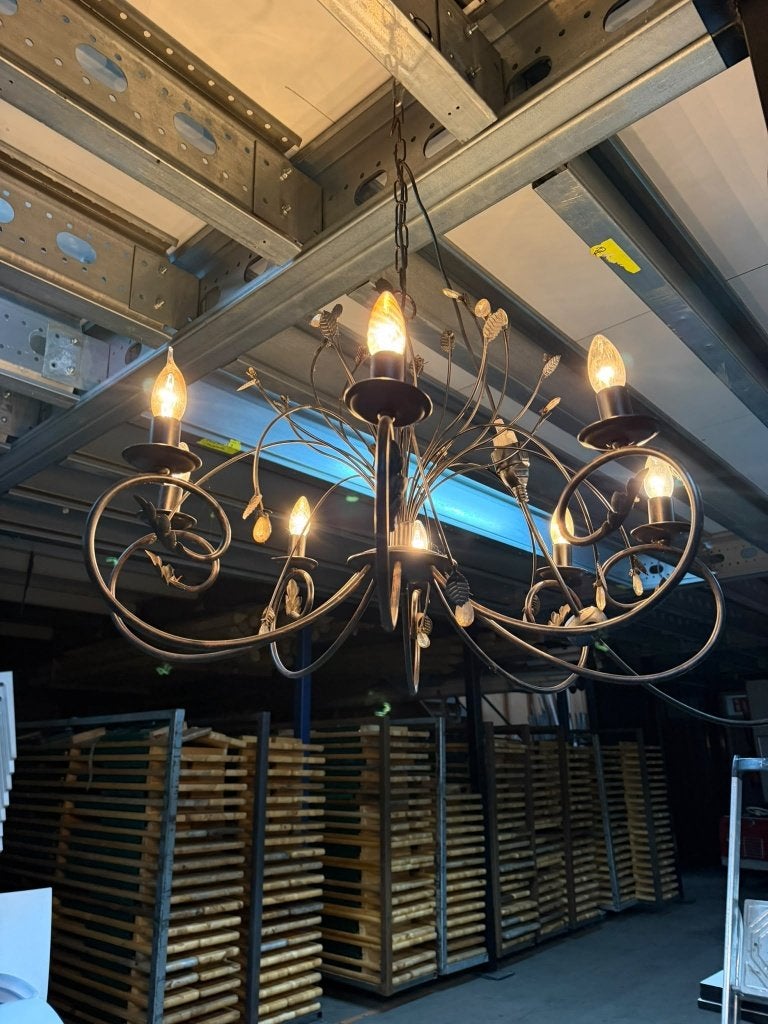 5x Kroonluchter / hanglamp met 8 lampjes in transportkist, Ophalen, Gebruikt, Metaal, E14 (klein)