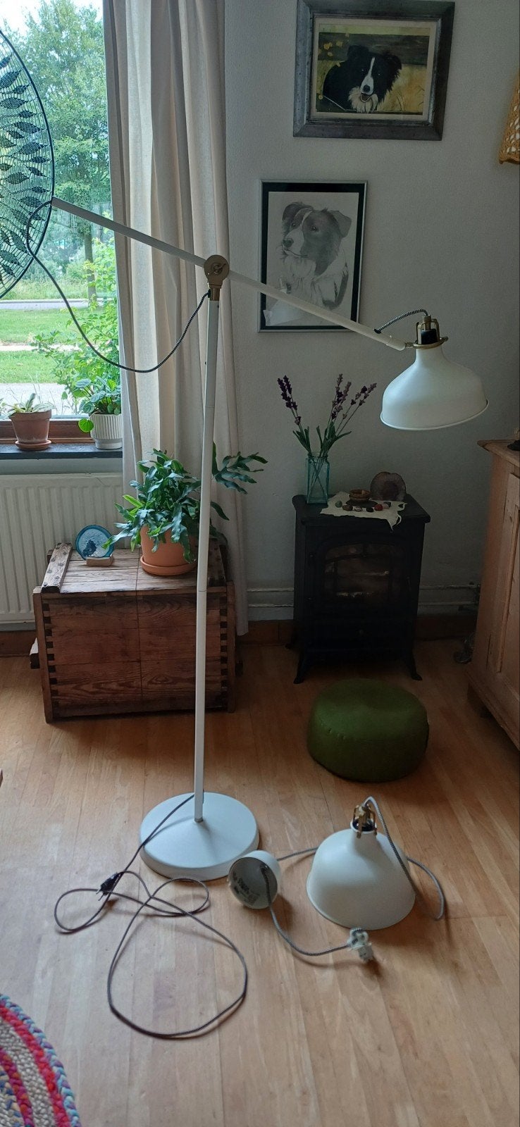 IKEA Ranarp Vloerlamp - Wit, Verstelbaar, Ophalen, Gebruikt, Industrieel, Modern, Metaal