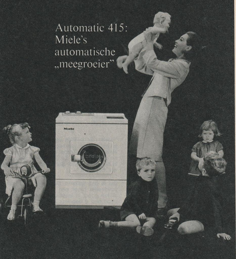 Retro reclame 1966 Miele wasmachine jongetjes meisjes mama, Verzamelen, Retro, Verzenden, Overige typen