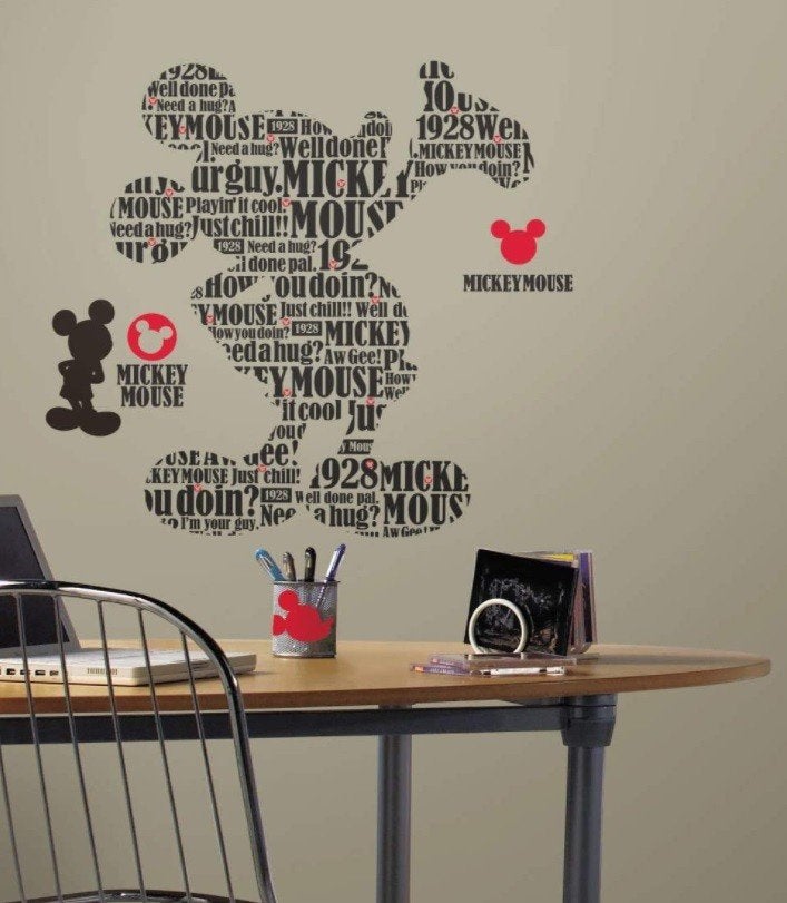 Grote Mickey Mouse muur/wand sticker (NIEUW) HERBRUIKBAAR, Ophalen, Zo goed als nieuw, Wanddecoratie