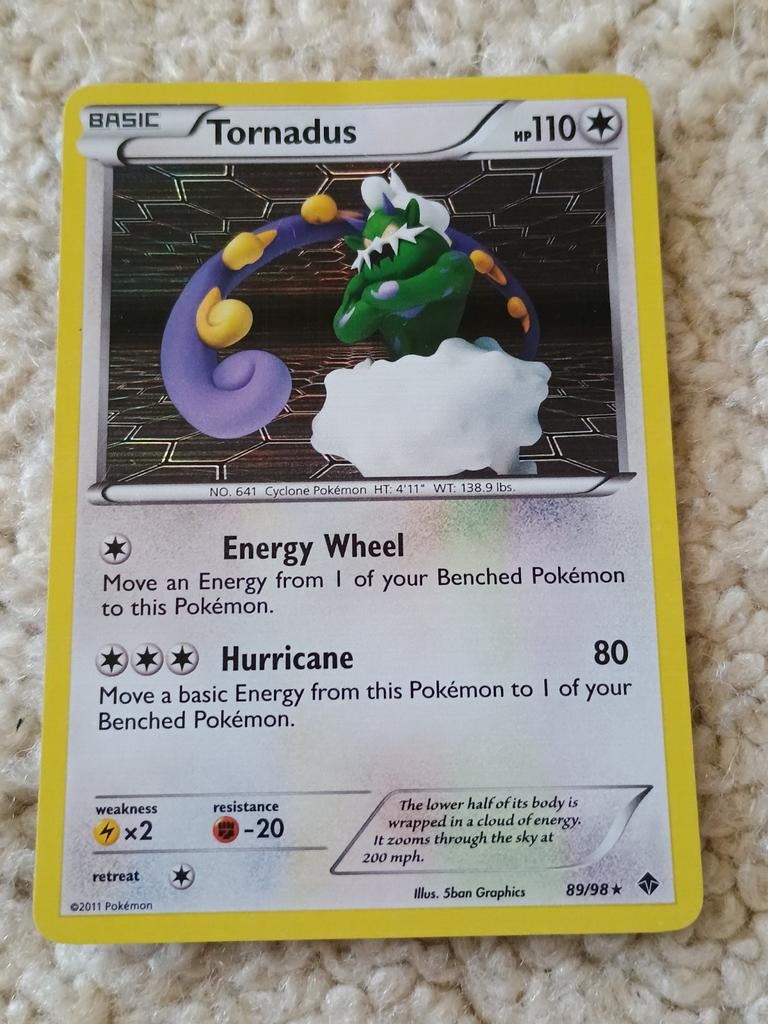 Tornadus holo rare 89/98 pokemon kaart, Ophalen of Verzenden, Zo goed als nieuw, Losse kaart, Foil