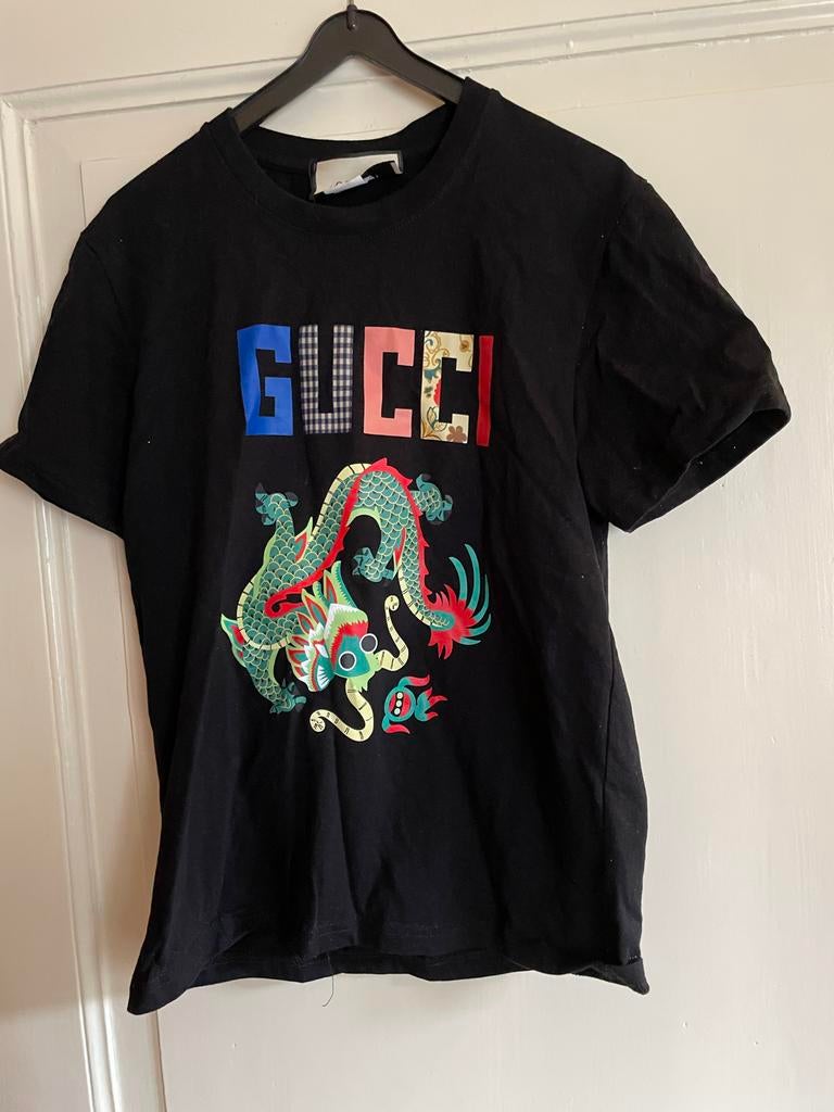 Gucci T-shirt Zwart met Drakenprint - Maat S, Ophalen of Verzenden, Gedragen, Maat 46 (S) of kleiner, Zwart