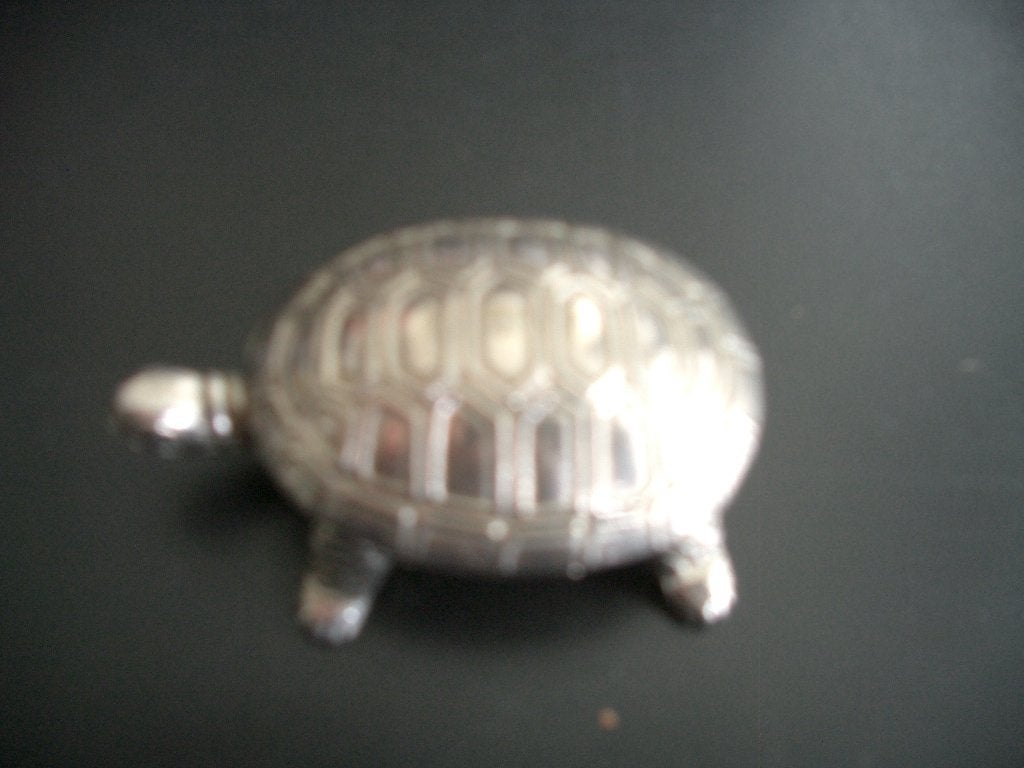 zilver schildpad miniatuur asbak verzamelen decoratie antiek, Ophalen of Verzenden, Zilver