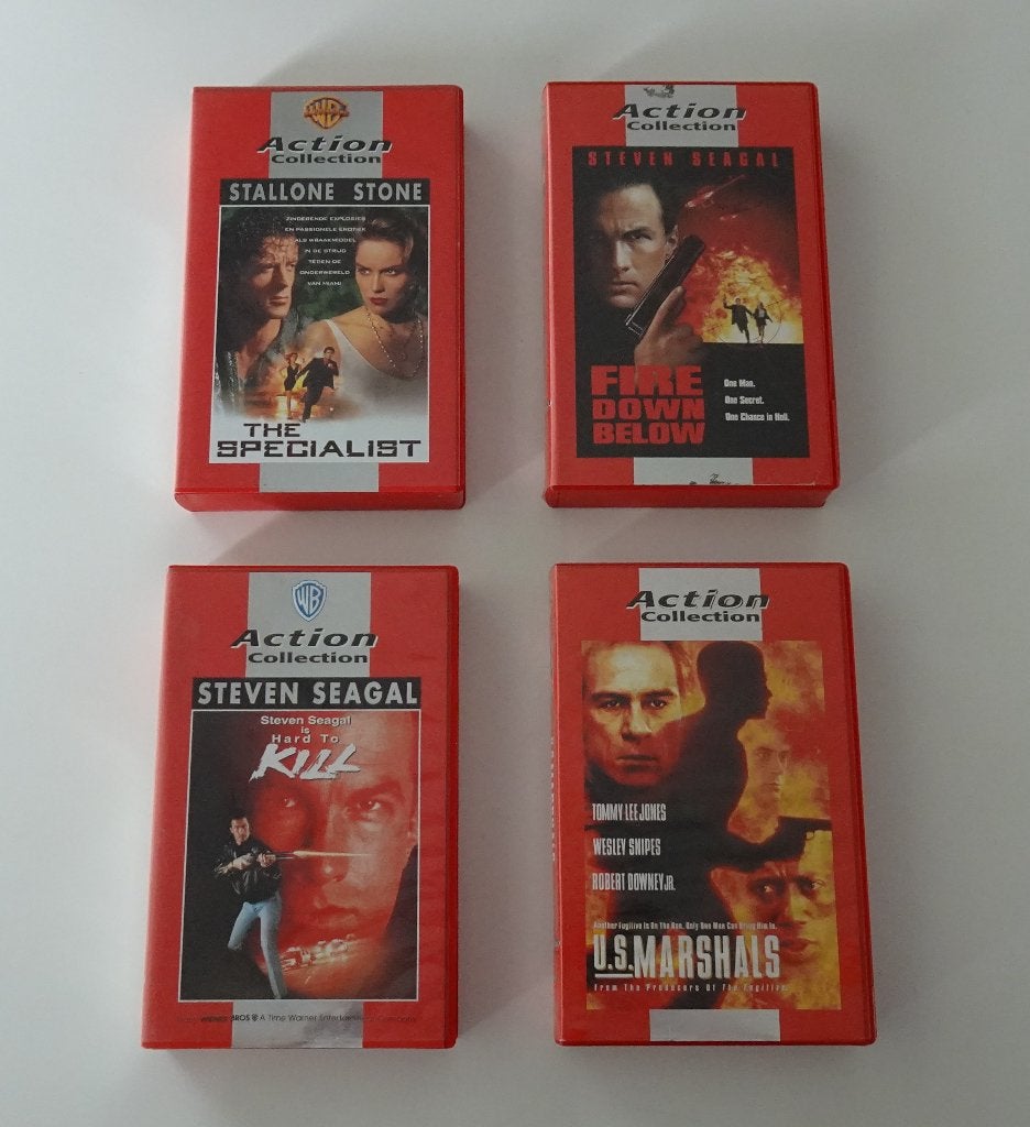 4 Films op VHS uit de Action Collection - Jaren 90, Cd's en Dvd's, VHS | Film, Alle leeftijden, Ophalen, Zo goed als nieuw, Actie en Avontuur