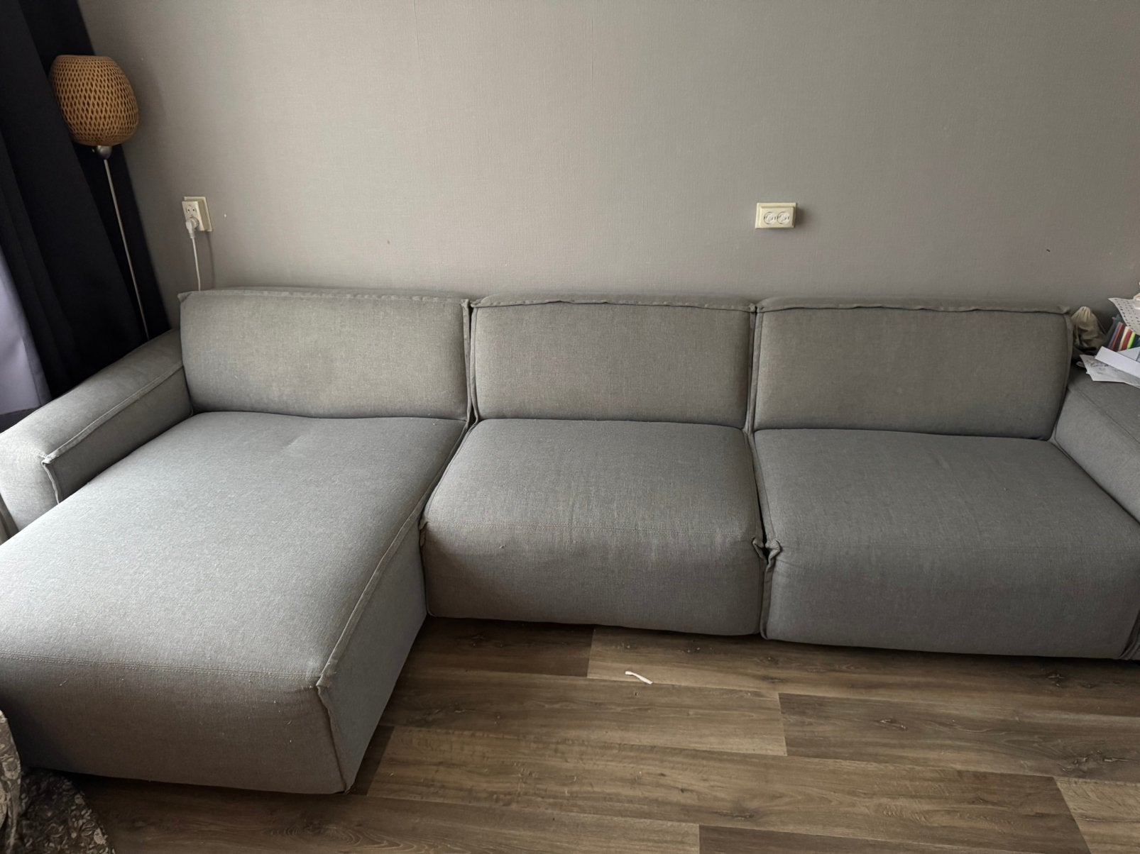 UMIX Hoekbank Brooklyn grijs Leenbakker chaise longe, Ophalen, Gebruikt, Stof
