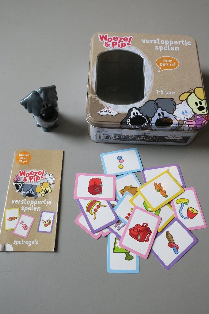 Spel Woezel en Pip verstoppertje spelen - in blik, Ophalen of Verzenden, Zo goed als nieuw, Overige typen, Met geluid