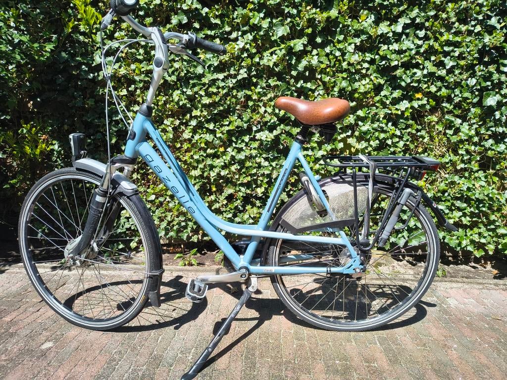 Gazelle damesfiets - Lichtblauw, comfortabel en compleet, Ophalen, Gebruikt, 50 tot 53 cm, Gazelle