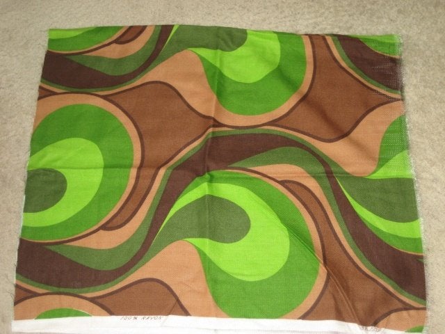 Retro Lappen stof jaren Vintage + 2 sets retro kussenslopen, Bruin, 120 cm of meer, Ophalen of Verzenden, Zo goed als nieuw