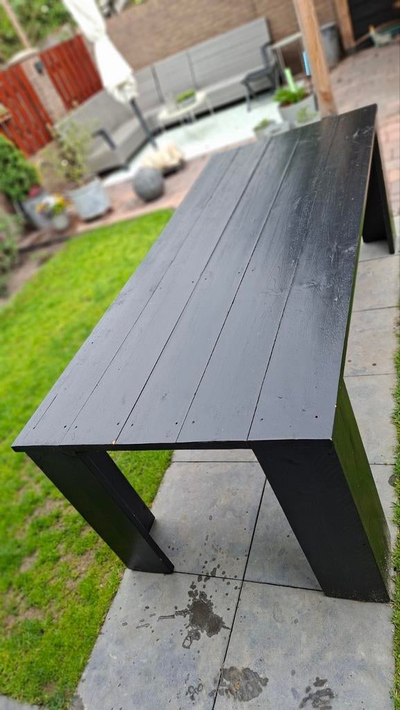 tuintafel steigerhout- Zwart, Tuin en Terras, Tuintafels, Ophalen of Verzenden, Gebruikt, Rechthoekig, Hout