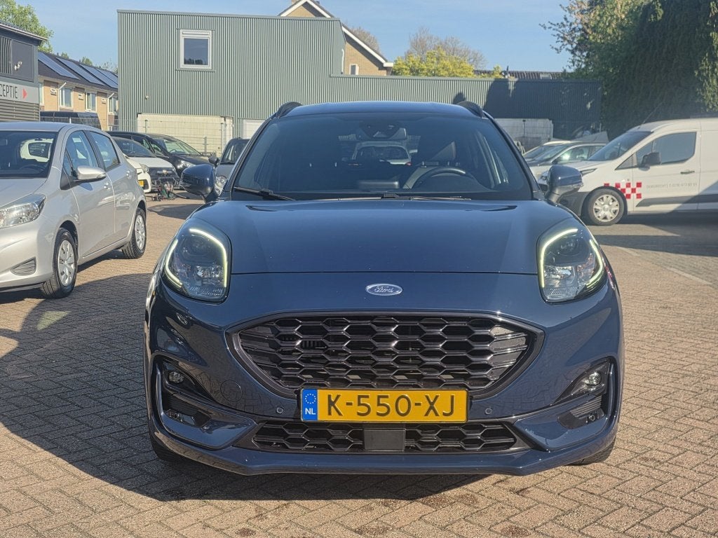 Ford Puma 1.0 EB Hyb ST-Line X, 155pk stoel verw, dodehoek d, Voorwielaandrijving, Blauw, 23 km/l, Origineel Nederlands