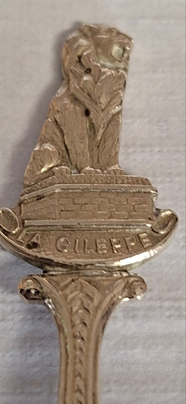 Verzilverde theelepel met leeuw en 'La Gileppe', Ophalen of Verzenden
