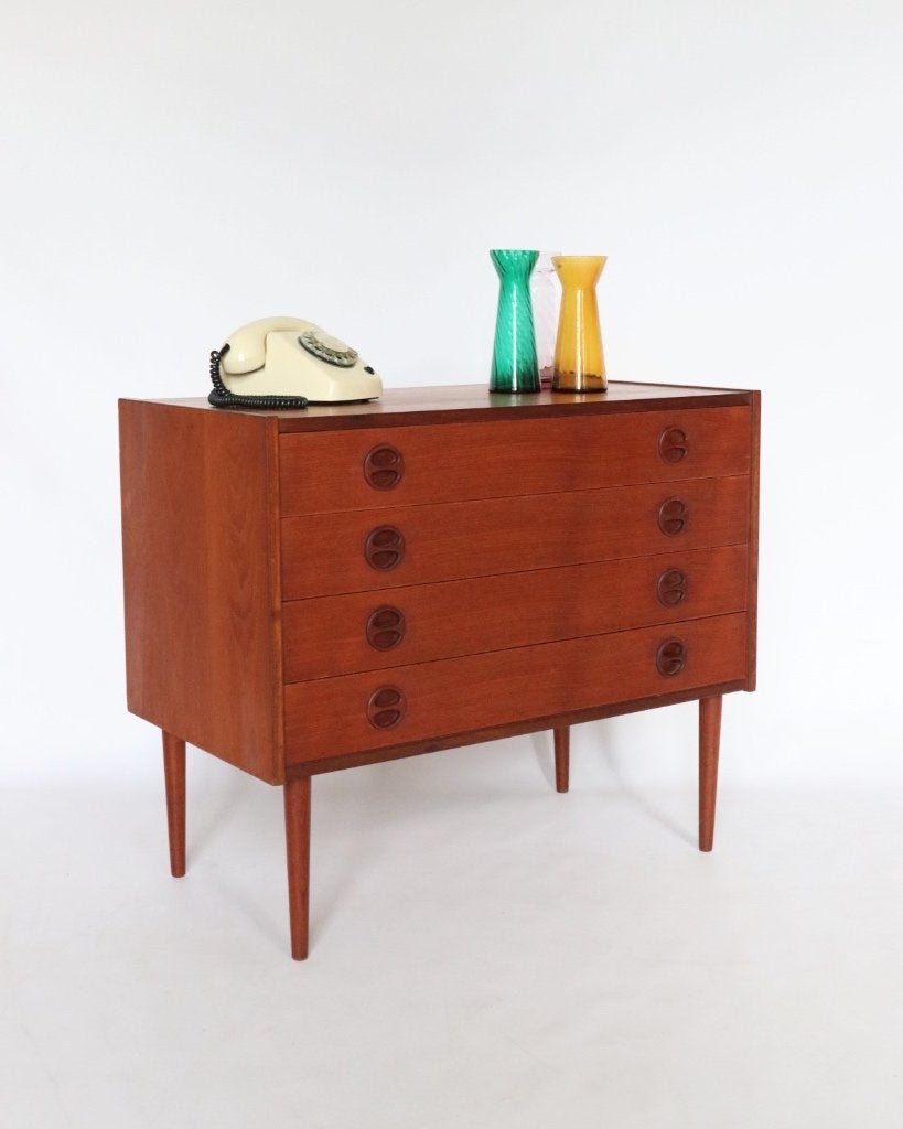 Vintage teak ladekast Deens design mid century kast, Ophalen, Vintage retro deens design midcentury scandinavisch, 50 tot 100 cm