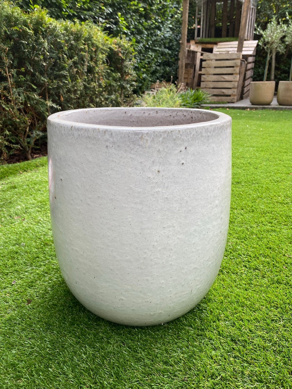 Grote bloempot grijze voor binnen en buiten (39x35cm), Tuin en Terras, Bloempotten, Overige materialen, Gebruikt, Rond, Binnen